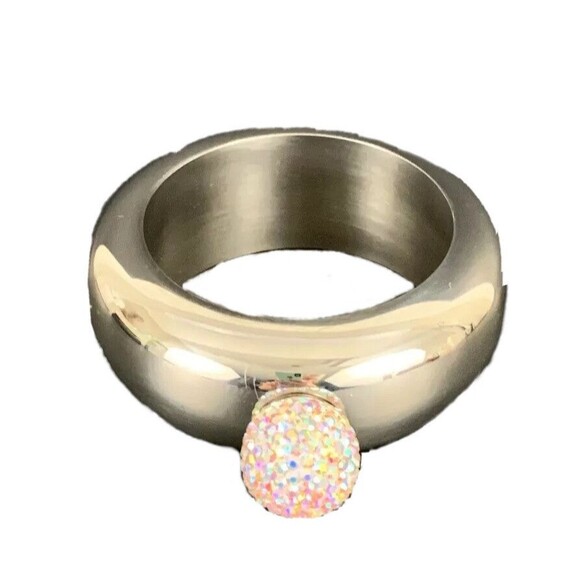 Flask Bangle Bracelet 2.75" Flask with Rhinestones on the Screw Lid Stealth - Picture 2 of 5